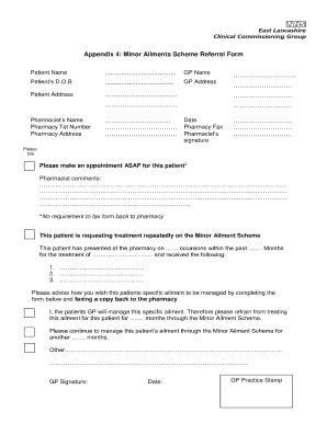 Fillable Online Appendix Minor Ailments Scheme Referral Form Fax