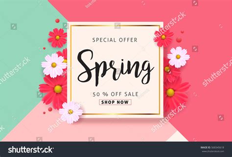 Spring Sale Background Beautiful Colorful Flower Stock Vector Royalty