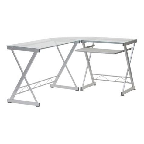 Scranton Co Modern Glass Steel L Shape Computer Desk In Clear Kroger