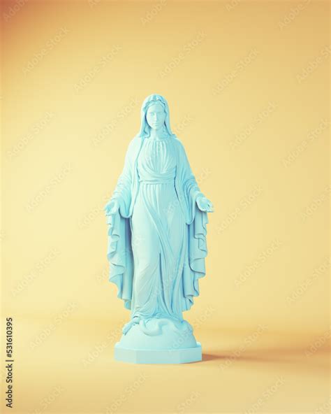 Virgin Mary with Her Arms Out Blue Statue Religious Art Woman with ...