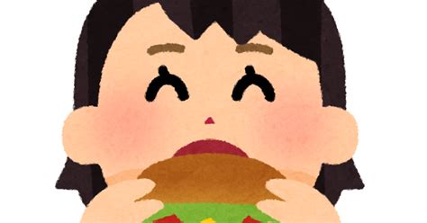 ハンバーガーを食べる人のイラスト（女性） かわいいフリー素材集 いらすとや