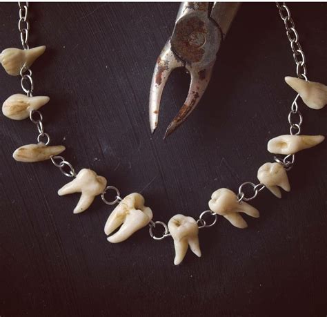 Gothic Teeth Necklace, Human Tooth on Silver Chain, Handmade Molars, Oddities Curiosities, Goth ...