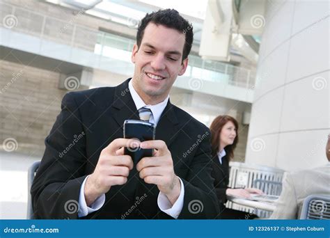 Business Man Texting At Office Stock Image Image Of People Building