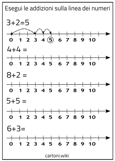 Stampa Esercizi Con Le Addizioni Sulla Linea Dei Numeri Cartoni Animati