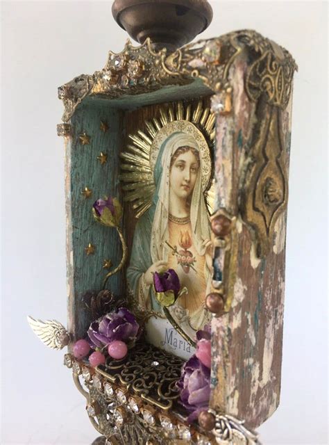 Assemblage Art Virgin Mary Shrine Mixed Media Original Art Shaddow