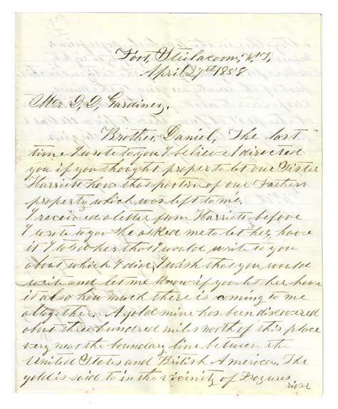 Historically Important Original Letter by a Potential Miner and a