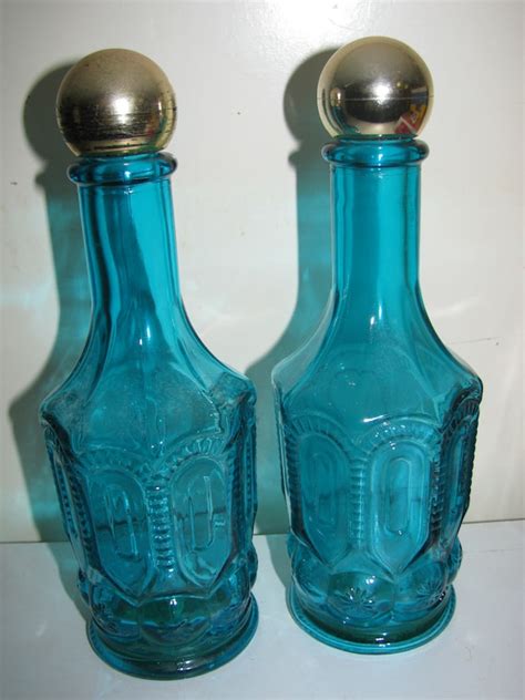 Vintage Teal Glass Avon Bottles Perfume Bottle Bubble Bath Etsy