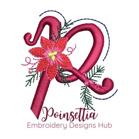 26 Poinsettia Alphabet Embroidery Designs Christmas Star Machine