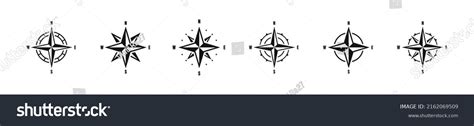 Compass Icons Wind Rose Nautical Map Stock Vector Royalty Free 2162069509 Shutterstock