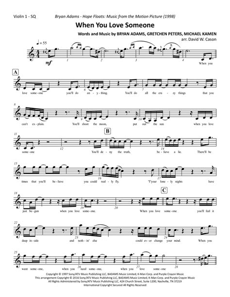 When You Love Someone Arr David W Cason By Bryan Adams Sheet Music