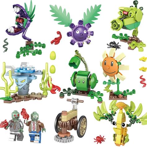 8Pcs Compatible Legoing Plants Vs Zombies Figures Block Set Sunflower