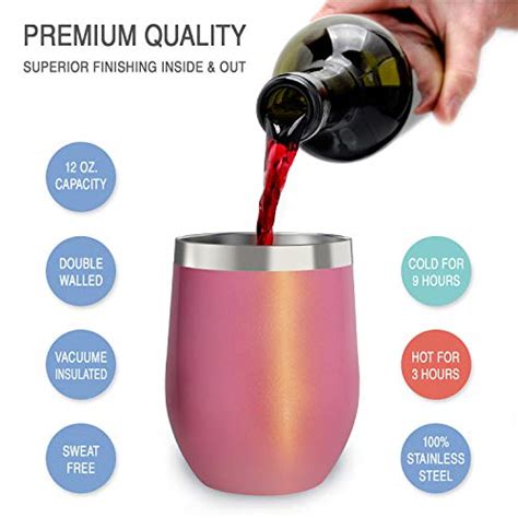 CHILLOUT LIFE Stainless Steel Wine Tumblers 2 Pack 12 Oz Double Wall