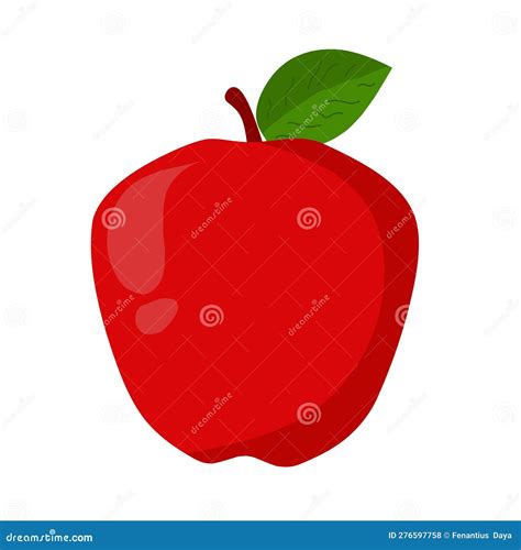 Red Apple With Green Leaf Flat Design Vector Icon Stock Vector