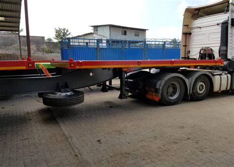 60ft B Double Interlink FlatBed Semi Trailer For Container And Tank