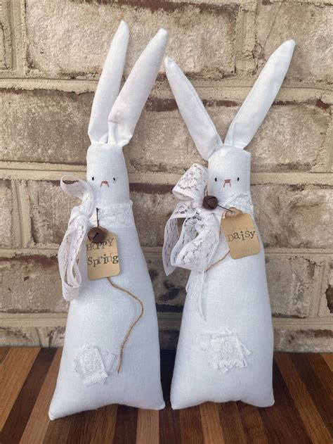 Primitive White Rabbit White Easter Bunny French Country Bunny Decor