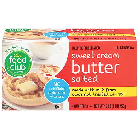 Food Club Butter Sweet Cream Salted 4 Ea Butter Margarine