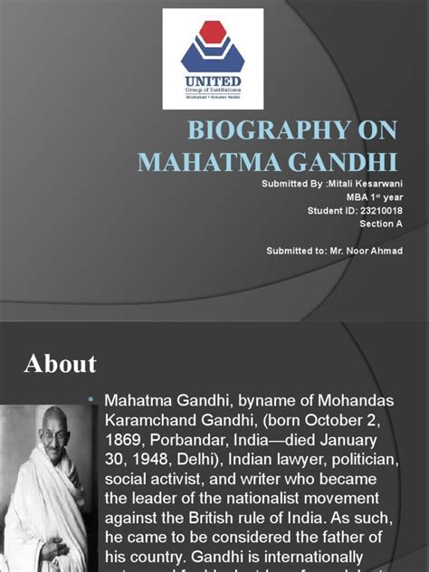 Biography On Mahatma Gandhi Mitali | PDF | Mahatma Gandhi | Social ...