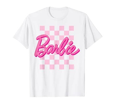 Barbie - Barbie Logo Checkered Background Short Sleeve T-Shirt For ...