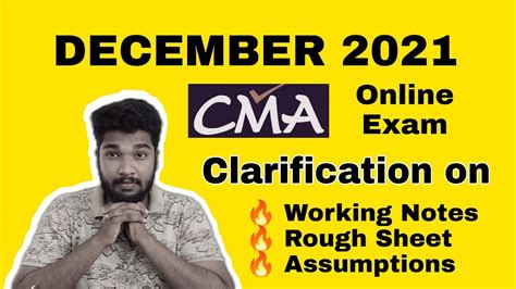 Clarification On Rough Sheet Working Notes Assumptions For Cma Online