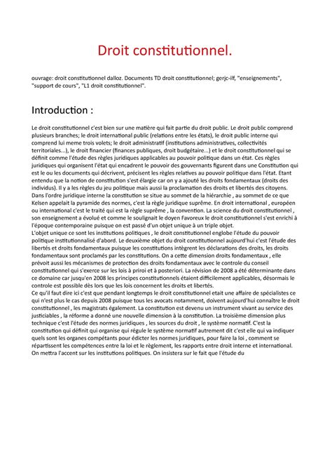 Droit Constitutionnel Introduction Droit Constitutionnel Ouvrage