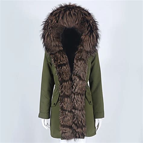 Oftbuy Waterproof Parka Real Fur Coat Winter Jacket Women Natural