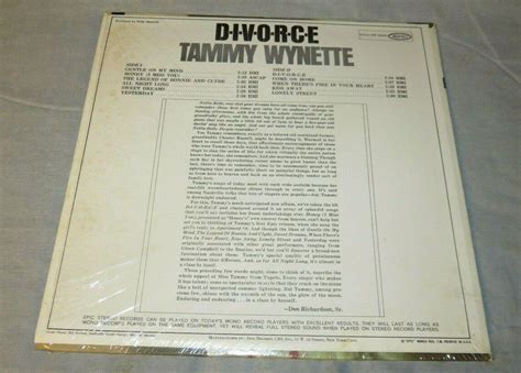 Vintage Tammy Wynette D I V O R C E Lp Epic Records Bn