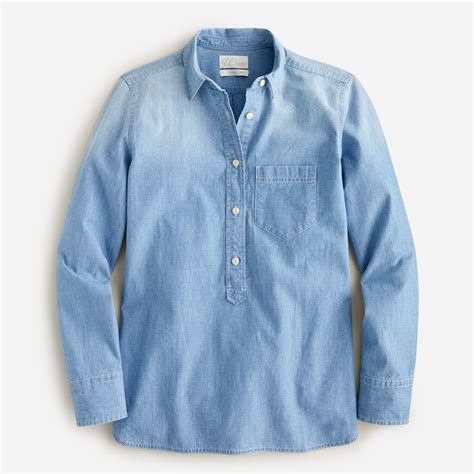 J Crew Classic Fit Chambray Popover For Women