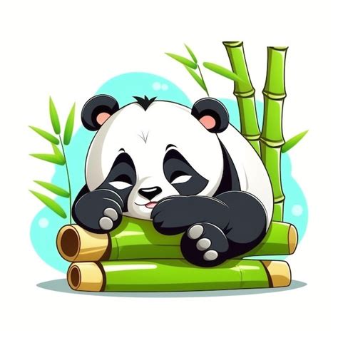 Premium Photo Vector Cute Panda Sleeping On Bamboo