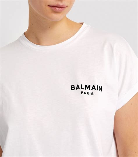 Balmain White Cotton Logo T Shirt Harrods Uk