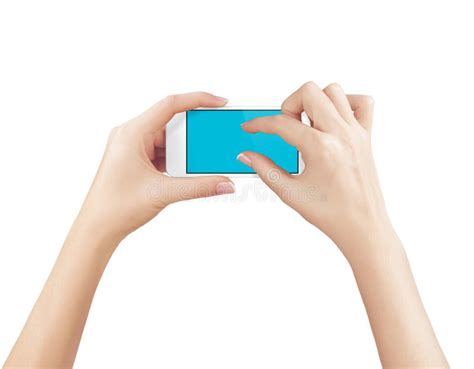 Female Hands Holding Mobile Phone With Blank Screen Isolated Stock