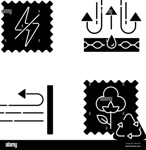 Different Fabric Features Black Glyph Icons Set On White Space Stock