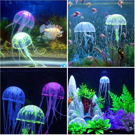 KONUNUS 6 PCS Glowing Aquarium Decorations Fluorescent Artificial ...