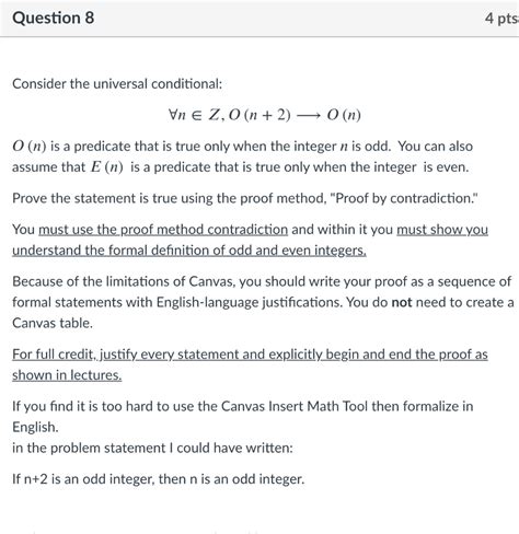 Solved Question 8 4 Pts Consider The Universal Conditional