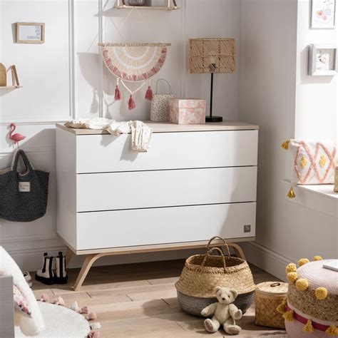 Lit bébé et commode 3 tiroirs Sauthon Serena Blanc et bois Packs bébé