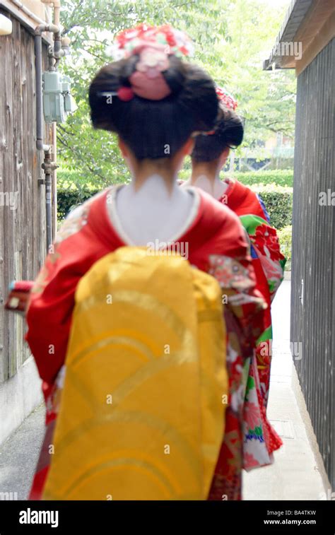 Geisha Women Walking On Street In Kyoto Japan Stock Photo Alamy