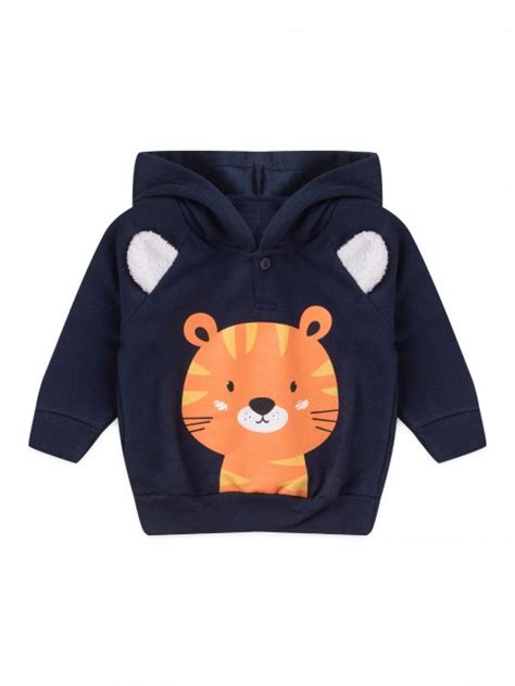 Conjunto Infantil Menino Moletom Peluciado Capuz Tiger Marinho