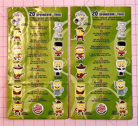 Vintage BURGER KING Kids Meal Spongebob Squarepants Empty Bags Lot of 2 ...