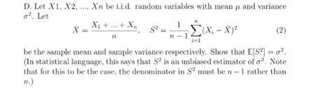 Solved Let X1 X2 Xn Be I I D Random Variables With Chegg