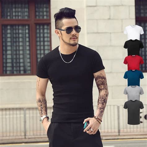 Mens T Shirt Fashion Solid Color T Shirts Mens O Neck Tops Tees Sex Shirts Style Printed