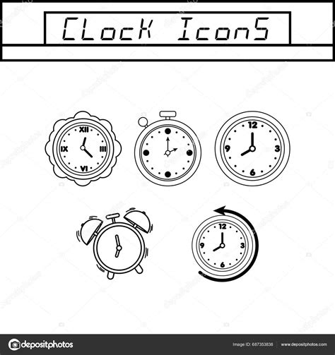 Set Different Clock Icons Vector Illustration Stock Vector By