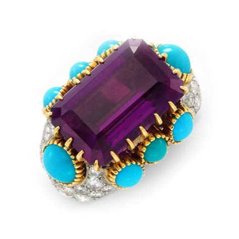 An Amethyst Turquoise And Diamond Ring By Cartier Circa