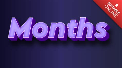 Months Text Effect Generator