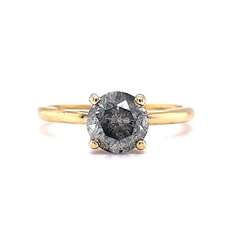 1.75 Salt & Pepper Diamond Engagement Ring in 14k Yellow Gold