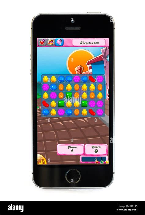 The Popular Game Candy Crush Saga Played On An Apple Iphone 5s Stock