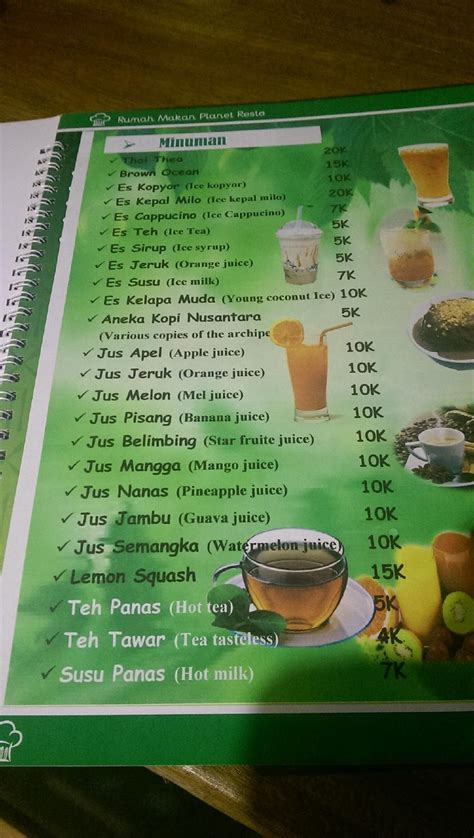 Carta Del Caf Planet Caffee Resto Karimunjawa