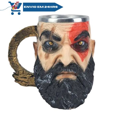 Caneca D Boneco Kratos God Of War Ragnarok Colecion Vel De Resina