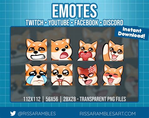 Cute Corgi Twitch Emotes Shiba Inu Puppy Discord Emotes Etsy