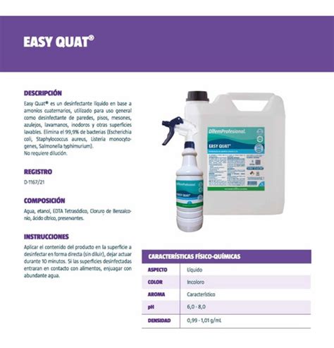 Desinfectante Base Amonio Cuaternario Easy Quat 5lt Iva Inc Cuotas