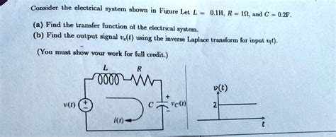 Solved Consider The Electrical System Shown In Figure Let L 01h R