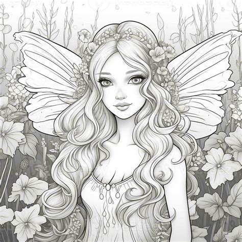 Fairy Girl Coloring Pages Stock Photo At Vecteezy